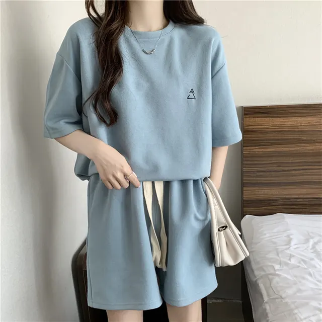 A Line Wide Leg Shorts Two piece Set Blue - Shop at LoveMi