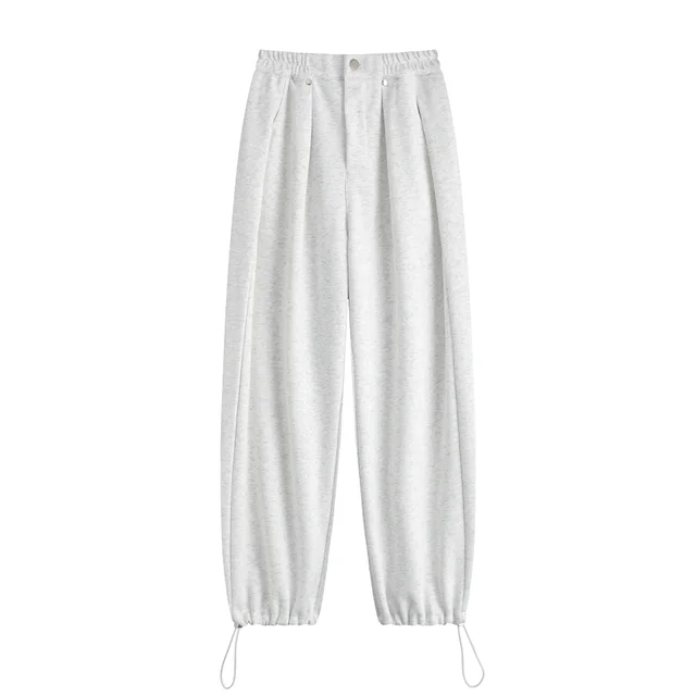 Solid Color Loose Fitness Sports Pants Female White Flower Gray - Shop at LoveMi