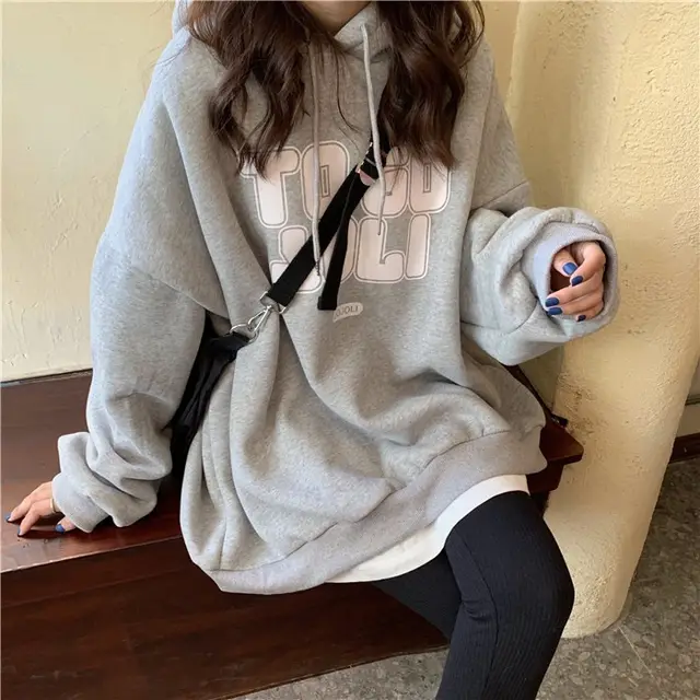 Female Fleece lined Thickened Hooded Jacket Gray - Shop at LoveMi
