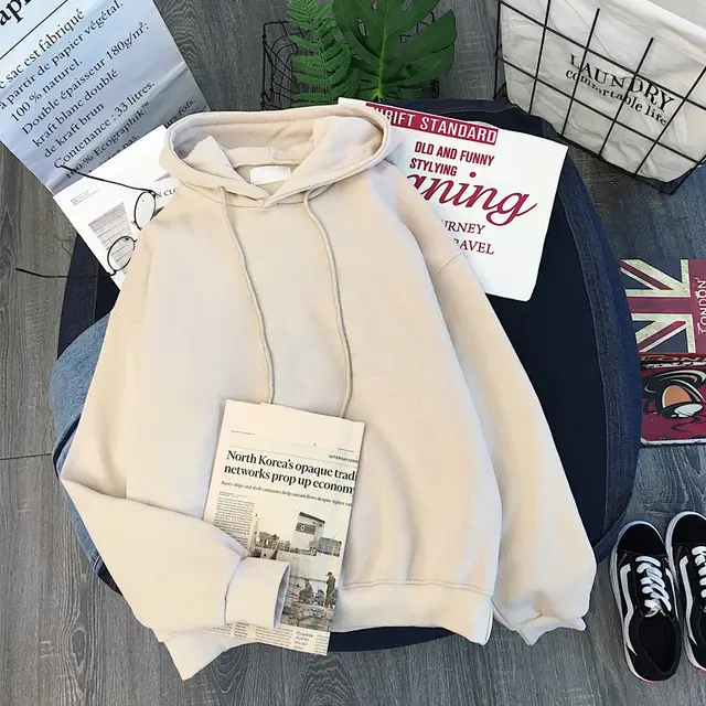 Women's Solid Color Hoodie Long Sleeve Apricot - Shop at LoveMi