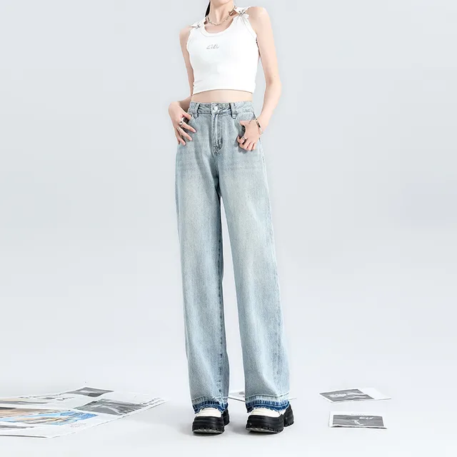 Fashion Light Blue Wide Leg Jeans For Women Light Blue - Shop at LoveMi
