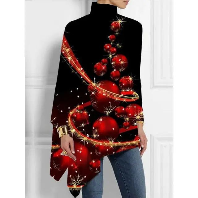 Long Sleeved Irregular Hem Solid Color Pullover Top Christmas Wine Red - Shop at LoveMi