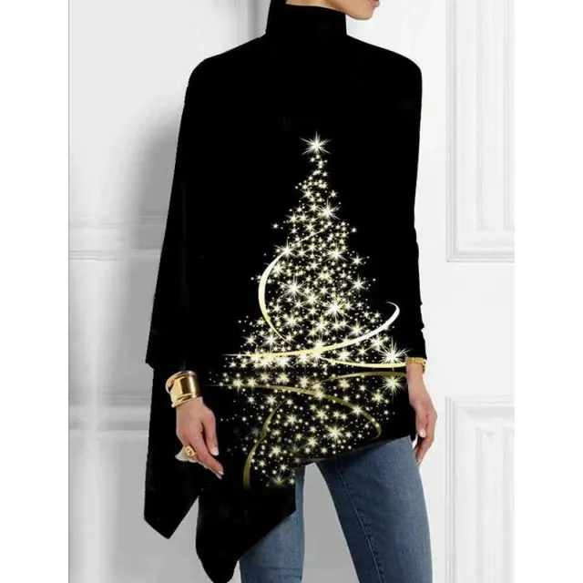 Long Sleeved Irregular Hem Solid Color Pullover Top Christmas Yellow - Shop at LoveMi