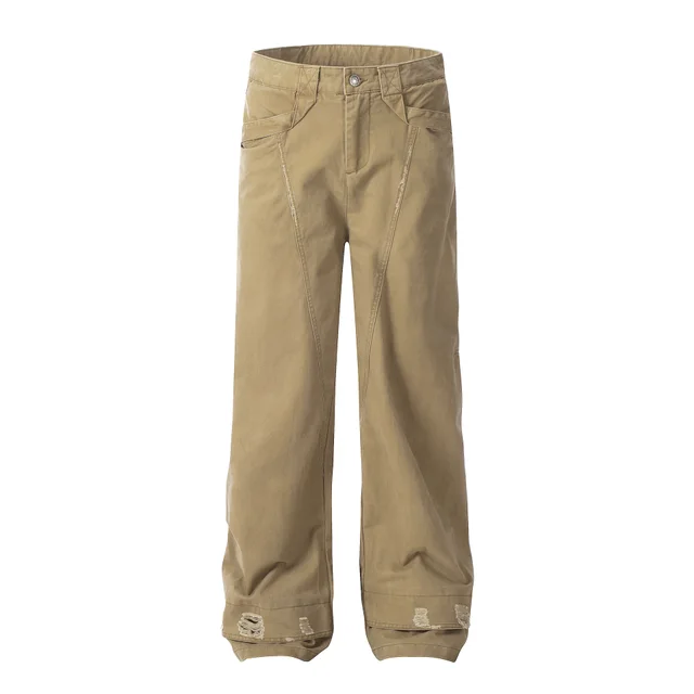 Women's Fashion Worn Workwear Casual Pants Khaki - Shop at LoveMi