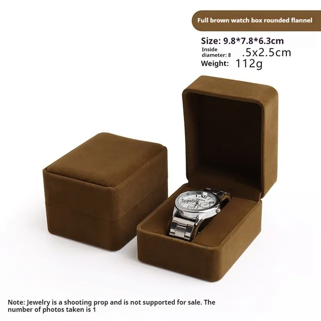 Simple Solid Color Velvet Watch Storage Box Coffee - Shop at LoveMi
