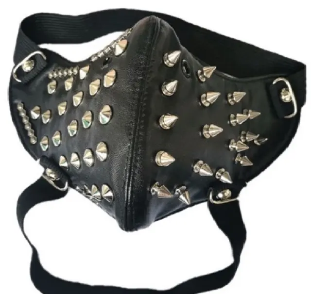 Skull Riding Leather Black Half Face Mask Two Sides - Shop at LoveMi