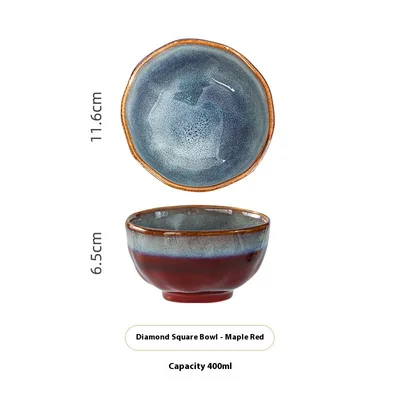 Household Bowl Dish & Plate Ceramic Fambe Tableware Maple 4.5Inch Diamond Bowl - Shop at LoveMi