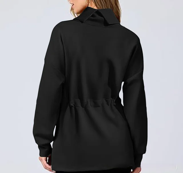 Drawstring Waist tight Sweater Mid length Women's Black - Shop at LoveMi