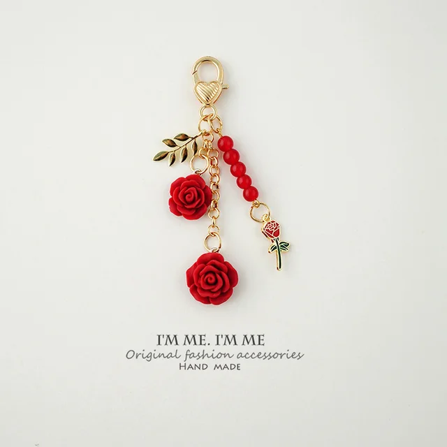 Fashion Camellia Alloy Door Latch Car Key Ring Red A584 - Shop at LoveMi