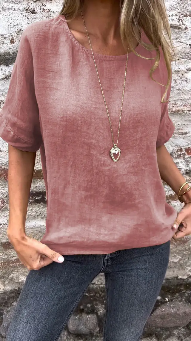 Women's Printed Round Neck Pullover Short Sleeved Shirt Style3 - Shop at LoveMi