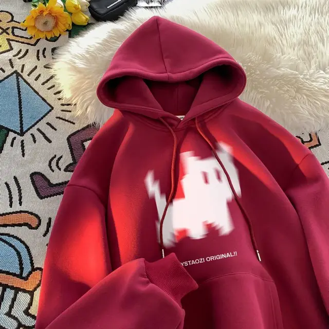 Retro Heavy Couple Coat Oversize Inner Clothes Wine Red - Shop at LoveMi