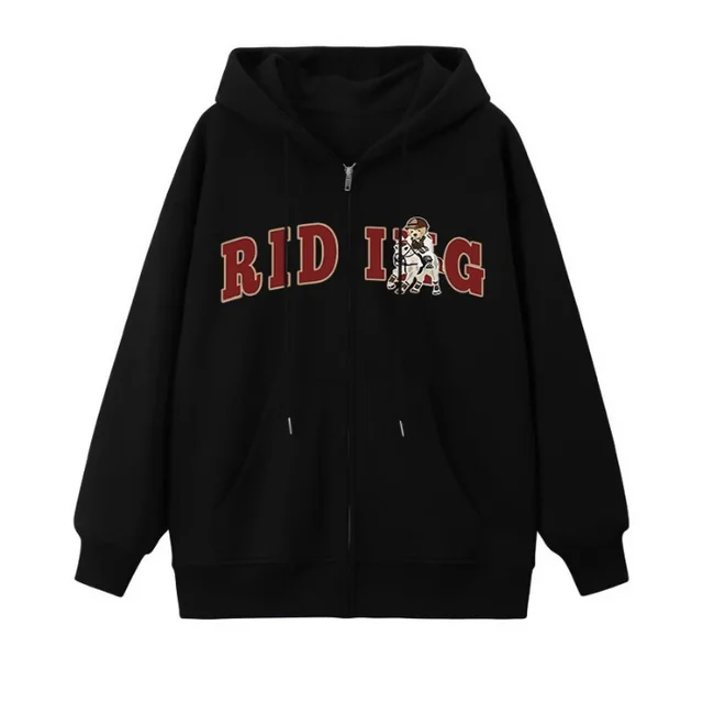 Lazy Cardigan Autumn And Winter Fleece Sweater Solid Color Trendy Loose All match Black Thin - Shop at LoveMi