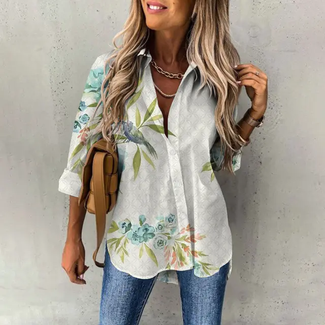 Women's Casual Digital Printing Large Upper Garment Shirt B25Sfxzh231911D - Shop at LoveMi