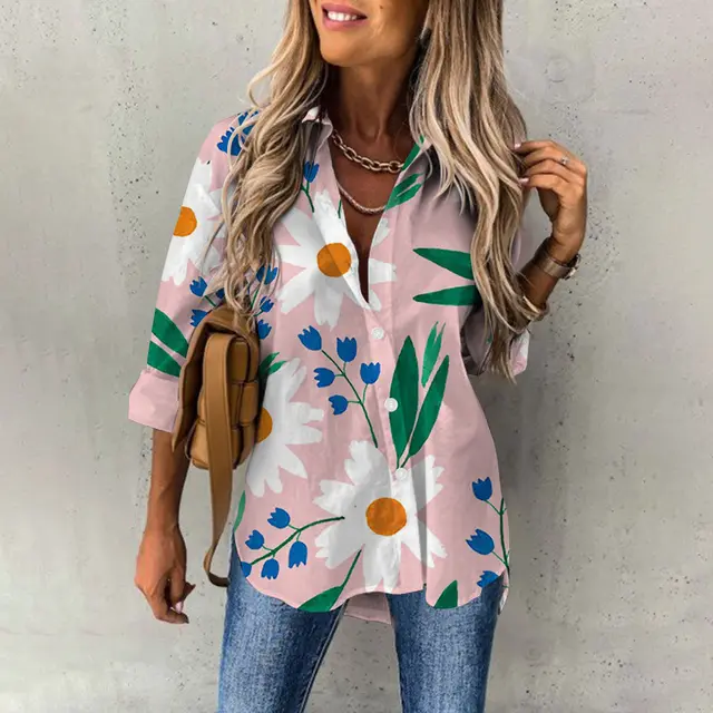 Women's Casual Digital Printing Large Upper Garment Shirt B25Sfxzh231911F - Shop at LoveMi