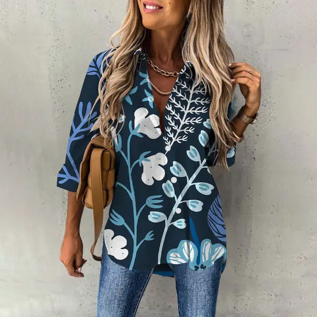 Women's Casual Digital Printing Large Upper Garment Shirt B25Sfxzh231911J - Shop at LoveMi