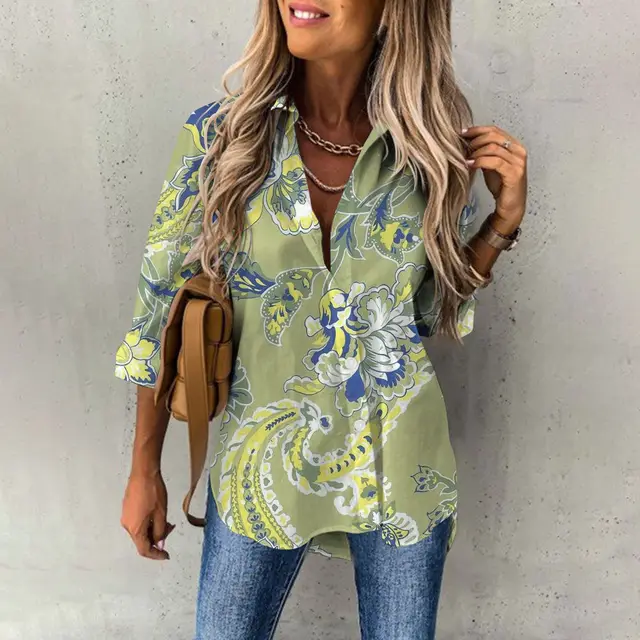 Women's Casual Digital Printing Large Upper Garment Shirt B25Sfxzh231911L - Shop at LoveMi