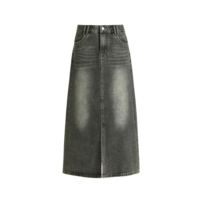 Fashionable American Retro Denim Skirt For Women Vintage Brown - Shop at LoveMi