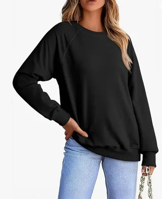 Women's Round-neck Sweater Loose Version Daily Leisure - Black