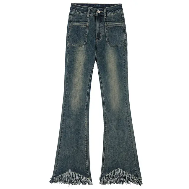 Fashionable Retro Flared Jeans For Women Retro Blue Trousers - Shop at LoveMi
