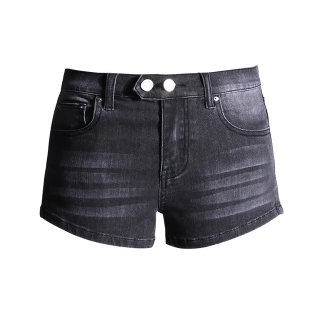 Elastic Low Waist Denim Shorts For Women Sand Gray - Shop at LoveMi