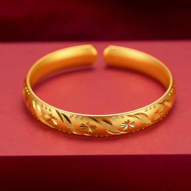 Electroplated Gold Ancient Feather Bracelet Five Flowers - Shop at LoveMi