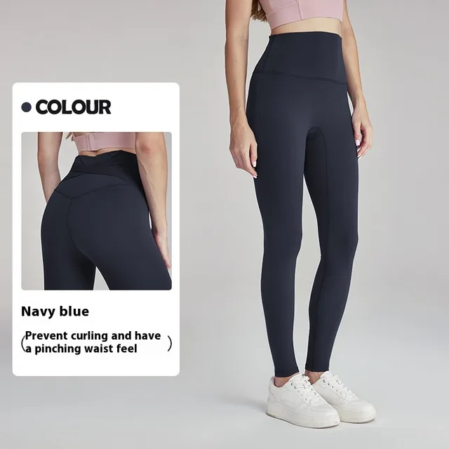Fleece lined Yoga Pants Warm Tight No Side Seam Exercise Workout Pants Navy Blue - Shop at LoveMi