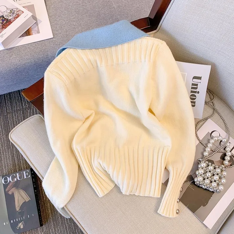 Gentle Youthful Short Soft Glutinous Sweater Coat Beige - Shop at LoveMi