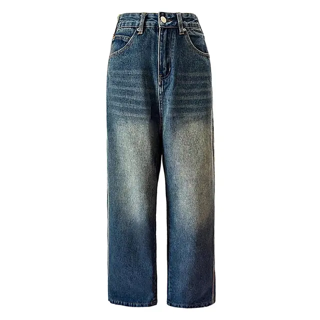 Fashion Striped Wide Straight Jeans For Women Retro Trousers - Shop at LoveMi