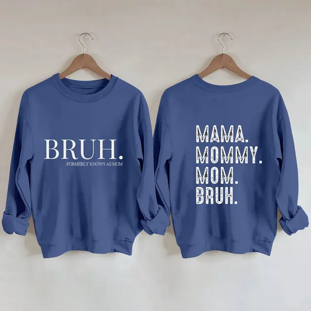Simple Letter Printed Round Hoodie Blue - Shop at LoveMi