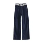 Fashion Women's Summer Wide Leg Mop Pants - Blue