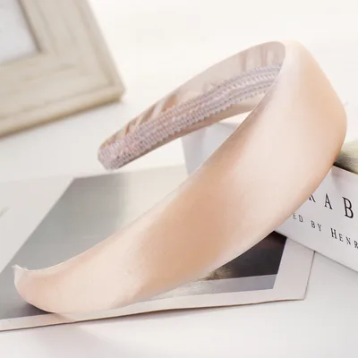 Light Board Satin Sponge Headband Multi color Wide Edge Nude Pink - Shop at LoveMi
