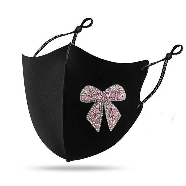 Diamond Mask Shiny Diamond Bow Creative Cloth Mask Black Pink Diamond - Shop at LoveMi