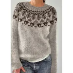 Printed Round Neck Sweater Thick Needle Fabric - Style 8628