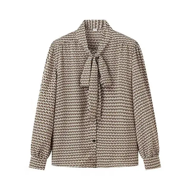 Fashion Geometry Pattern Pattern Lace Printing Long Sleeve Shirt Picture Color - Shop at LoveMi