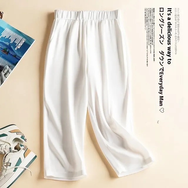Summer Thin Harem Pants Loose Drooping Satin Casual Pants White Capri Pants - Shop at LoveMi