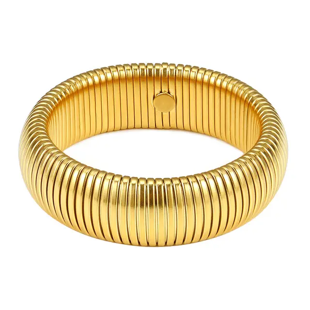 European And American Bracelets Non fading Titanium Steel Bracelet High grade Elastic Retractable Golden 20X62Mm - Shop at LoveMi