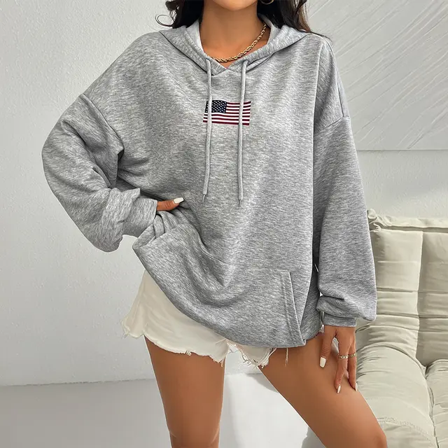 Pocket Lace up Hooded Sweaters Women's Clothing Gray - Shop at LoveMi
