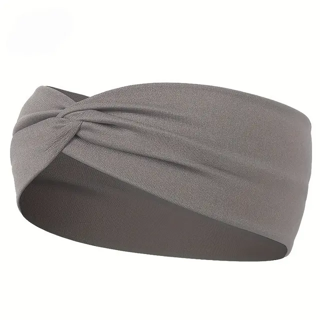 Pure Color And Knotted Hair Band Elastic Wide Hair Band Non slip Headband, Suitable For Gym Sports Yoga Dark Gray - Shop at LoveMi