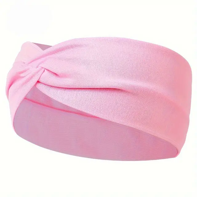 Pure Color And Knotted Hair Band Elastic Wide Hair Band Non slip Headband, Suitable For Gym Sports Yoga Light Pink - Shop at LoveMi