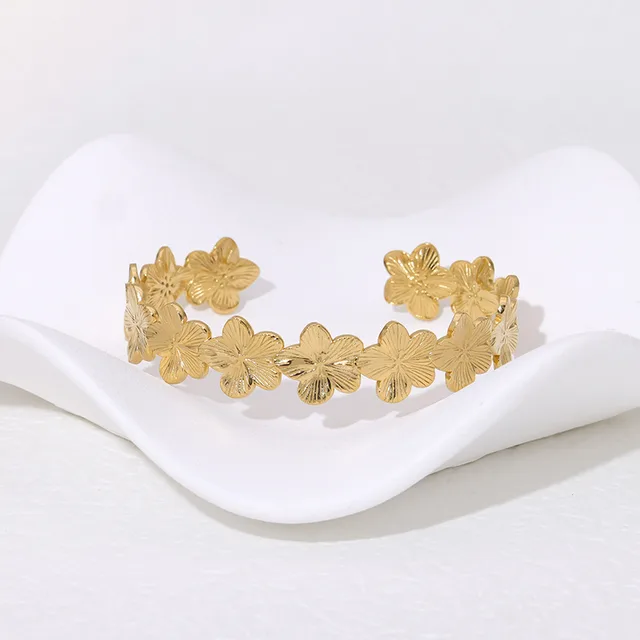 Niche Design 18K Gold Non fading Opening Stainless Steel Bracelet Women Gold - Shop at LoveMi