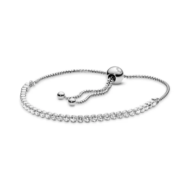 S925 Sterling Silver Pave Gang Drill Stretchable Adjustable Bracelet Style 4 - Shop at LoveMi