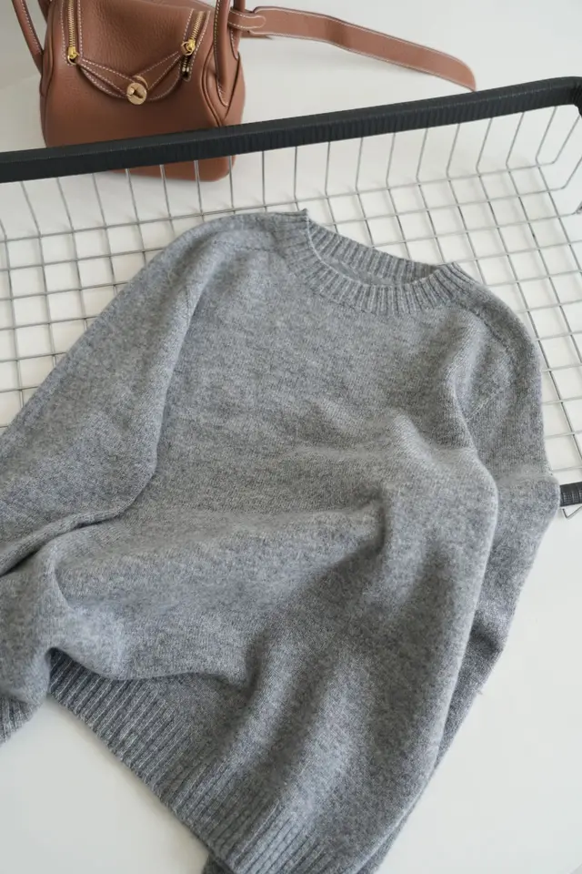 Pure Wool Soft Glutinous Thick Loose fitting Pullover Base Sweater Gray - Shop at LoveMi