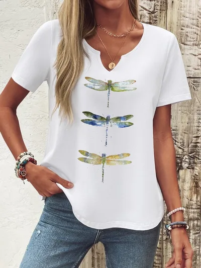New V neck Female Animal Print Casual All match Short sleeved Top G107Z96 5Xl - Shop at LoveMi