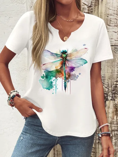New V neck Female Animal Print Casual All match Short sleeved Top G107Z98 S - Shop at LoveMi