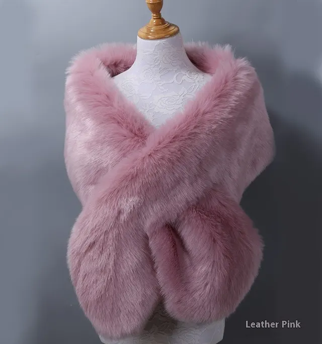 Bridal Evening Dress Thickened Talma Cape Scarf For Women Leather Pink - Shop at LoveMi