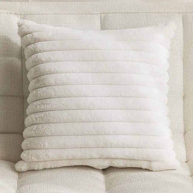 Living Room Home Pillow Bedside Cushion Bed Backrest Fur White Striped - Shop at LoveMi