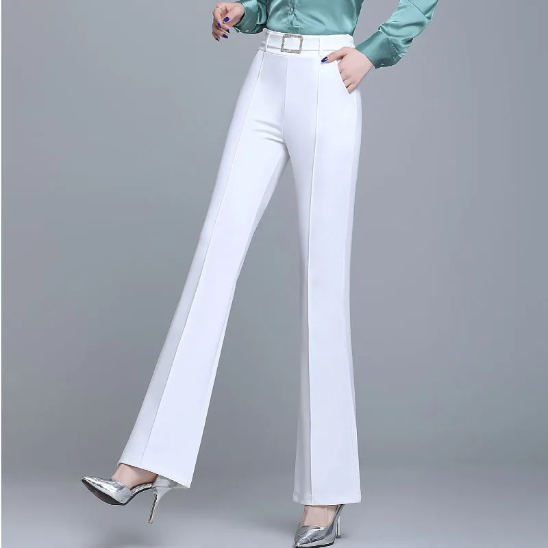 Commuter Casual All-match Wide Leg Pants High Waist Slimming And Straight Draping Effect - White A805