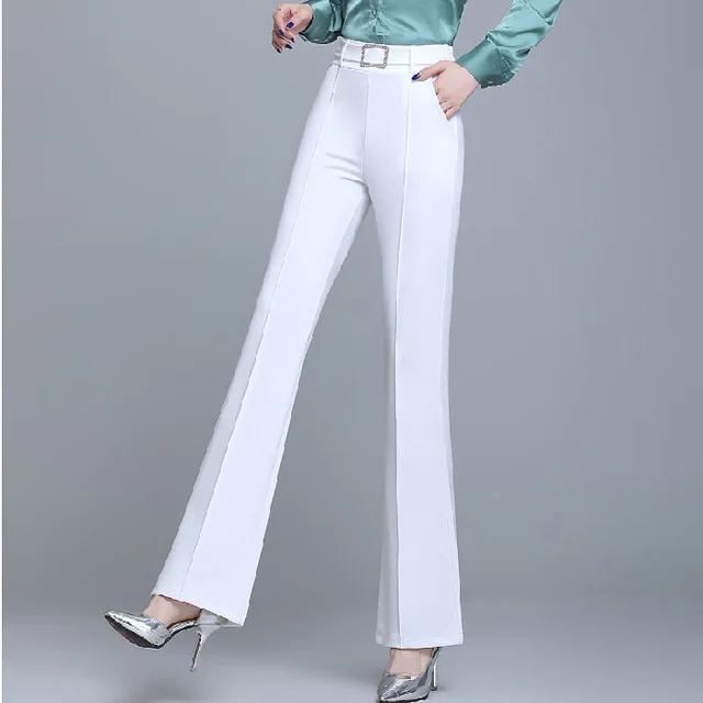 Commuter Casual All match Wide Leg Pants High Waist Slimming And Straight Draping Effect White A805 - Shop at LoveMi