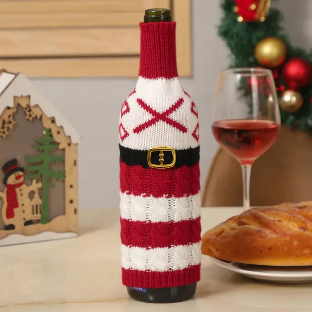 New Christmas Letters For Decoration Knitted Wine Bottle Cover X - Shop at LoveMi