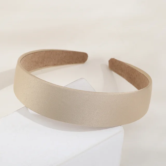 Color Elegant Headband Solid Color Baidu Headband Wide Fabric High Skull Top Headband Khaki - Shop at LoveMi